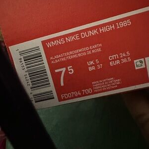 Nike Dunk High 1985 in Alabaster and Rosewood